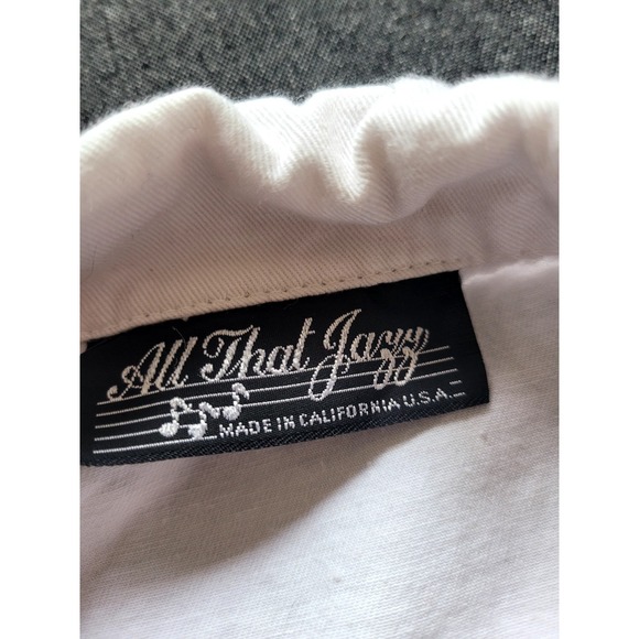 Vintage 80s All That Jazz‎ Midi Dress Tailored White Ruched Waist Button Up XS/S - Picture 8 of 16